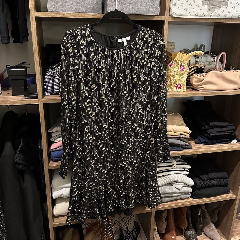 EUC Derek Lam Silk Black Gold Dress Size 4
